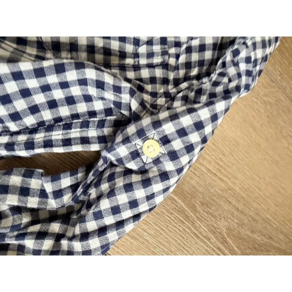 Gap Kids Lined Blue Gingham Long Sleeve Button-Down Shirt 6/7